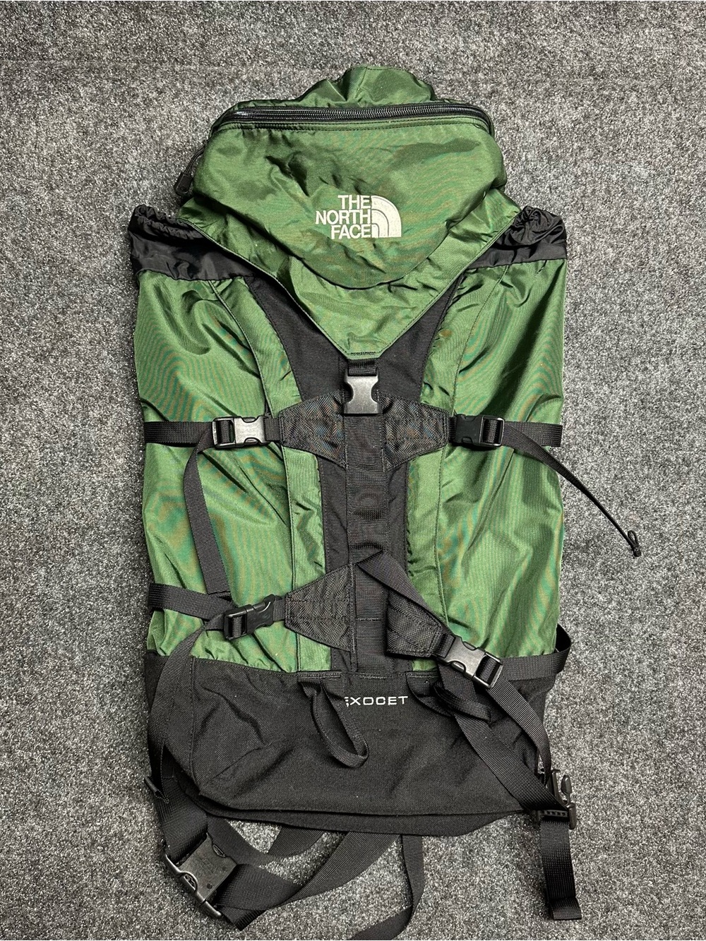 North Face hiking backpack soft shell Exocet green outdoor adventure camping